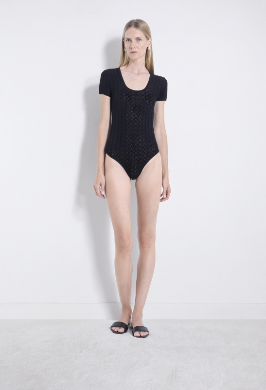loulou studio SILAS Body seconde peau en tricot dentelle