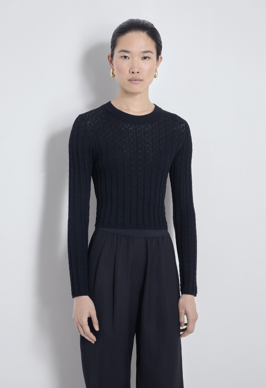 loulou studio TINOS Pull seconde peau en tricot dentelle