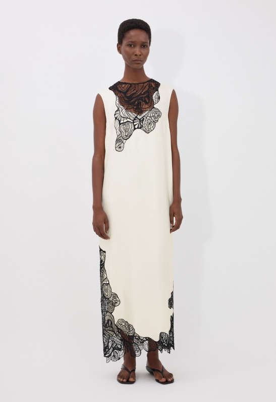 loulou studio UMA Robe sans manches en soie et dentelle