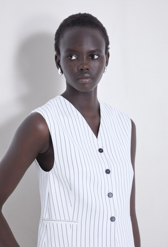 Loulou Studio VANUA Gilet Sans Manches En Viscose Et Lin Rayés