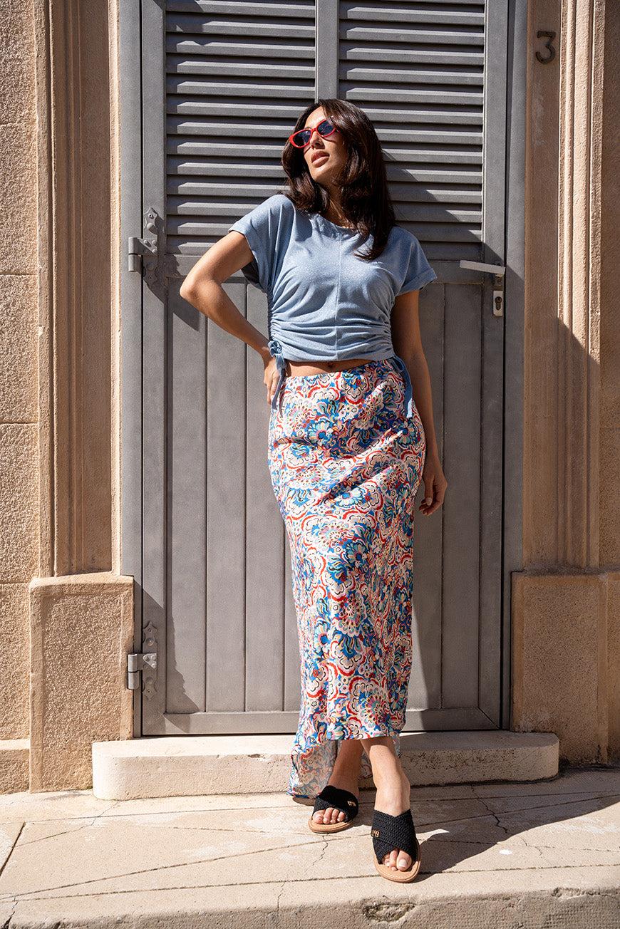 Lpb Woman JUPE MIDI ASYMÉTRIQUE CHRYSTAL