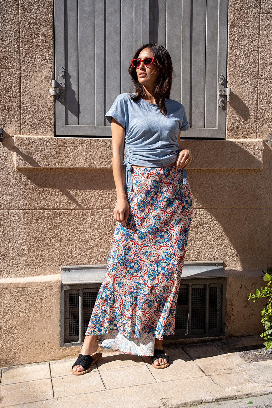 lpb woman JUPE MIDI ASYMÉTRIQUE CHRYSTAL