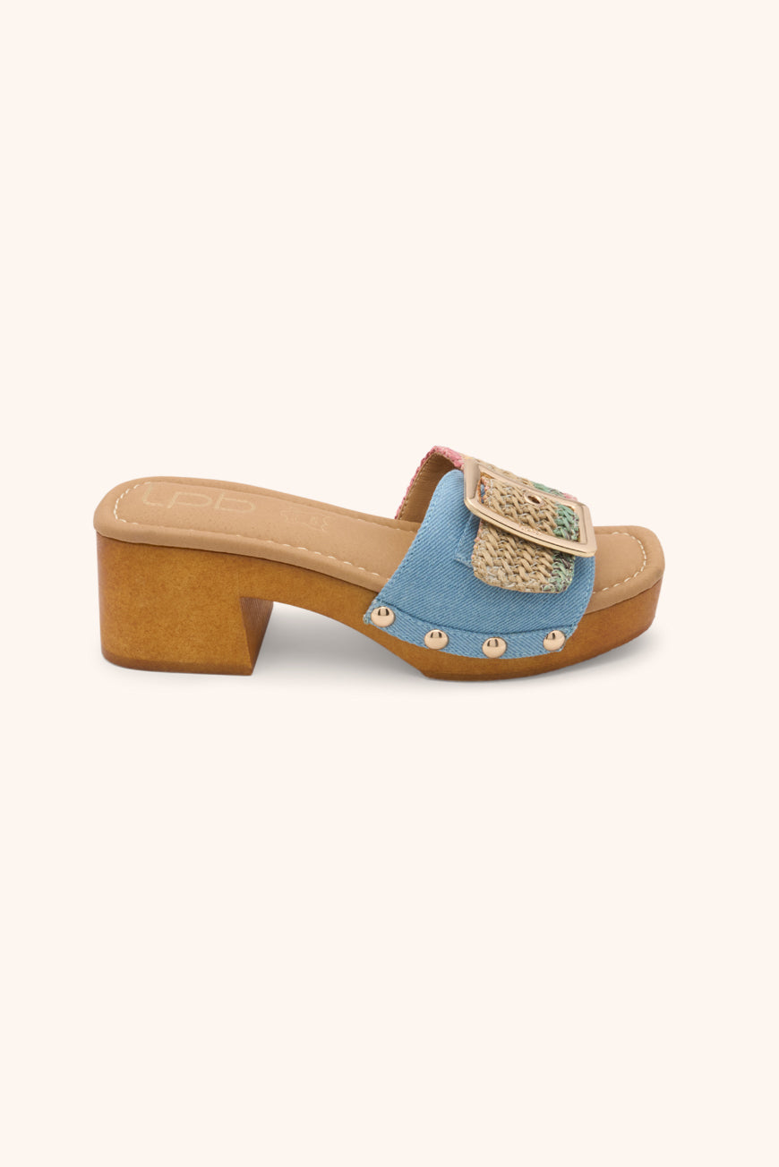 lpb woman MULES A TALON LOUISE MULTICO LIGHT BLUE