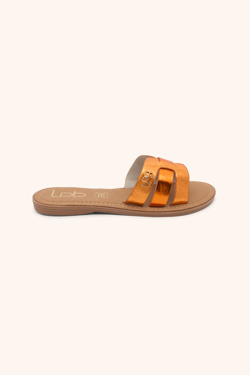 lpb woman MULES LINA ORANGE METAL