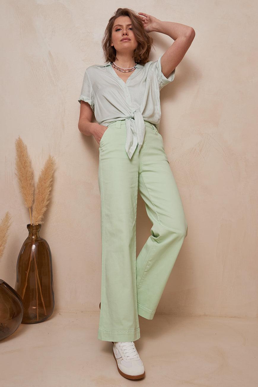 lpb woman PANTALON WIDE LARGE ISORE VERT D'EAU