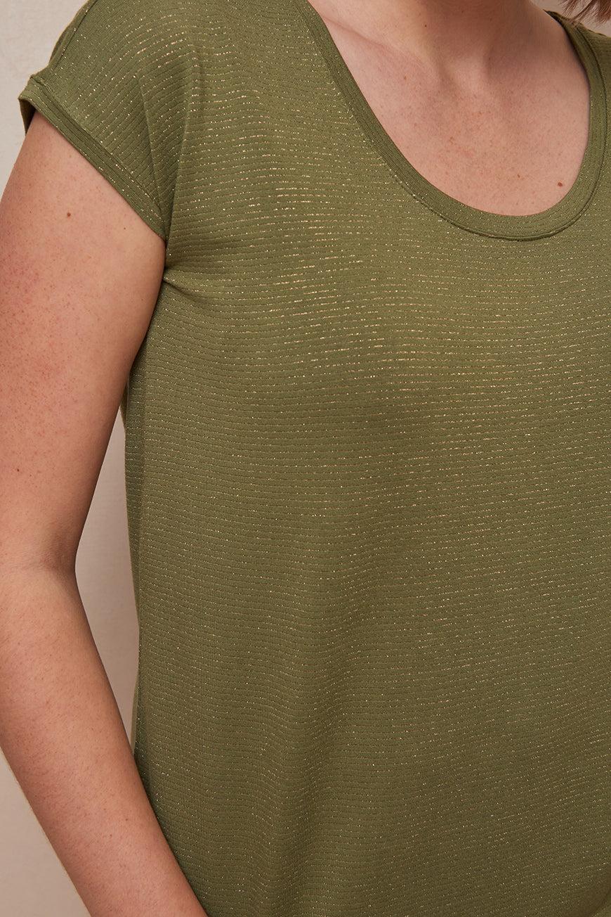 Lpb Woman TEE SHIRT LUZ KAKI RAYURES OR