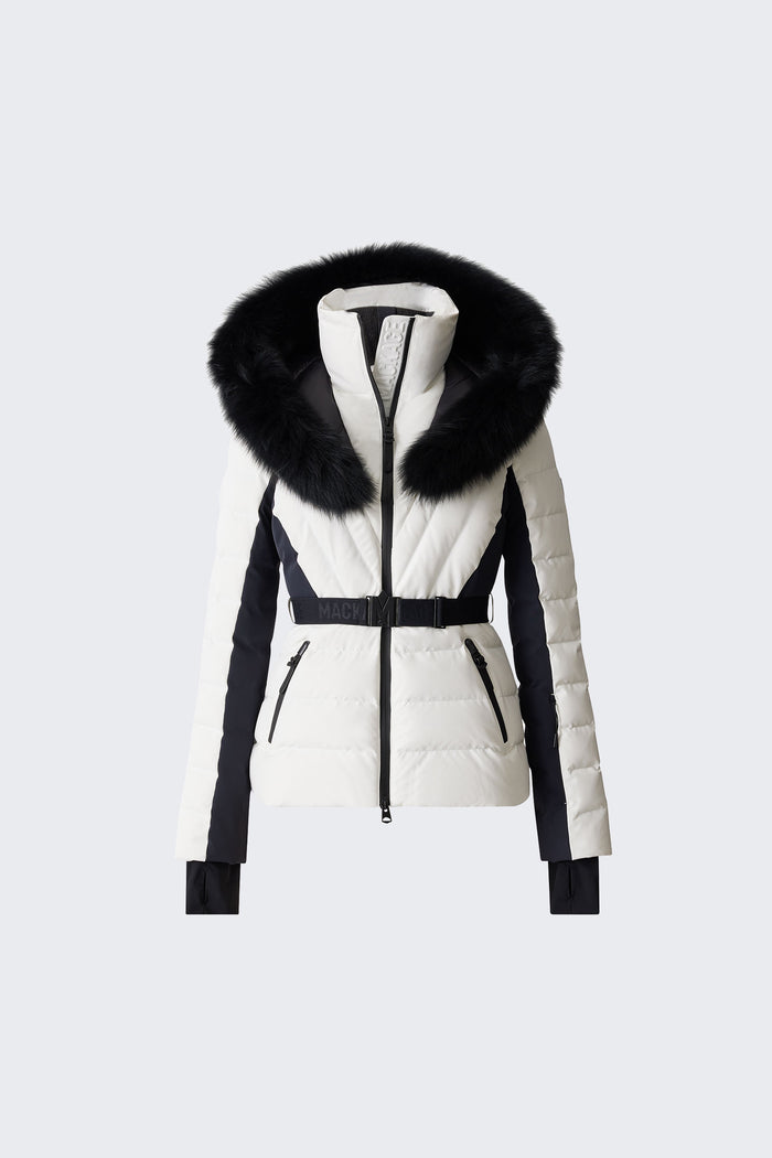 Mackage ELITA Manteau De Ski En Duvet Avec Fourrure De Renard Bleu Amovible