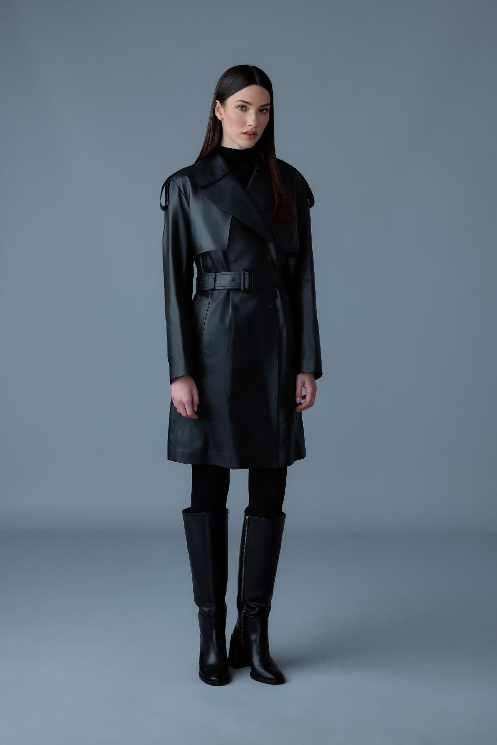 mackage MEDORA Manteau trois-quarts en cuir lustré