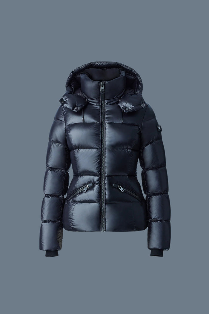 mackage MADALYN Veste à capuchon en duvet léger au fini lustré pour femmes