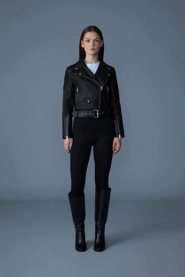 mackage MASINA Blouson De Cuir à Fente D'aisance Zippée