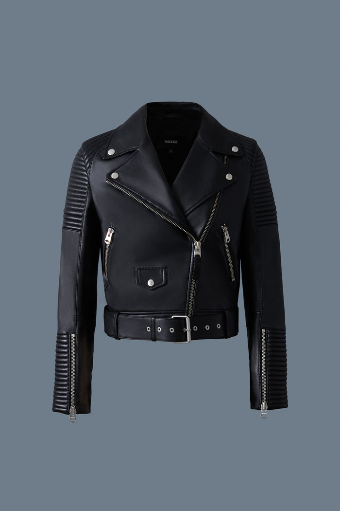 Mackage MASINA Blouson De Cuir à Fente D'aisance Zippée