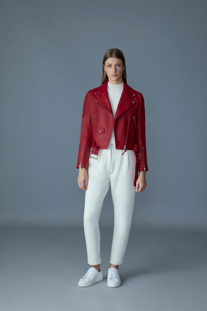 Mackage MASINA Blouson De Cuir à Fente D'aisance Zippée