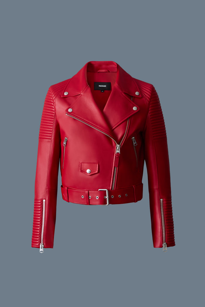 mackage MASINA Blouson de cuir à fente d'aisance zippée