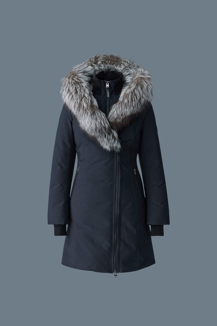 mackage TRISH Manteau en duvet Powder Touch avec col signature Mackage en fourrure de renard argenté