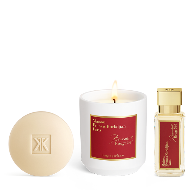 maison francis kurkdjian paris BaccaratRouge 540 Trio Bougie parfumée Savon parfumant et Eau de parfum