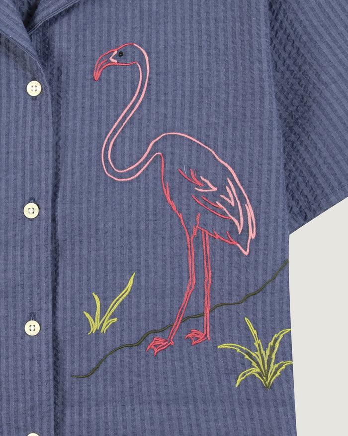 Maison Labiche La Chemise Souchier En Seersucker "flamingo"