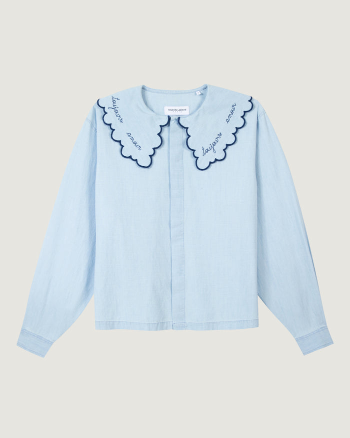 maison labiche La Chemise Sourdière Chambray "amour toujours"
