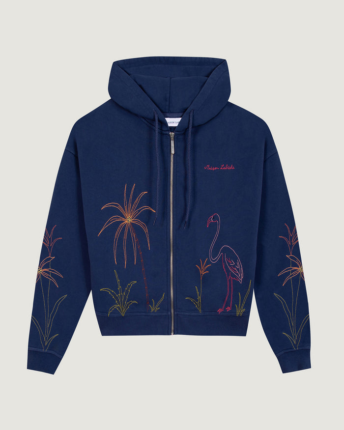 maison labiche Le Hoodie Zippé Gesvres "dos flamingo"