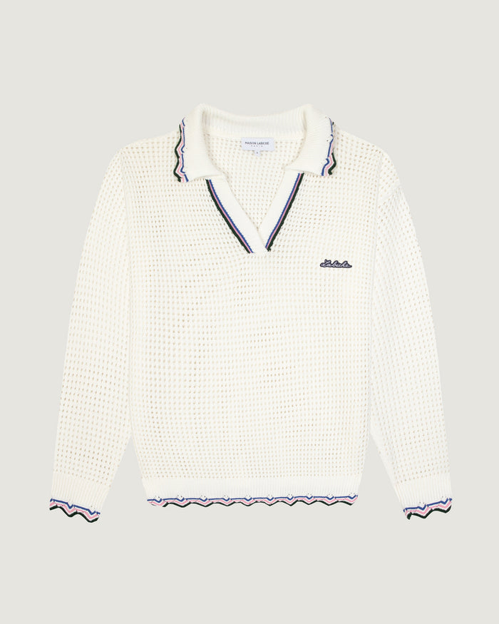 maison labiche Le Pull Fournière En Crochet "patch labiche"