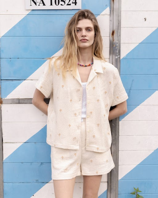 Maison Labiche Le Short Vermenouze En Gaze De Coton "palmiers"