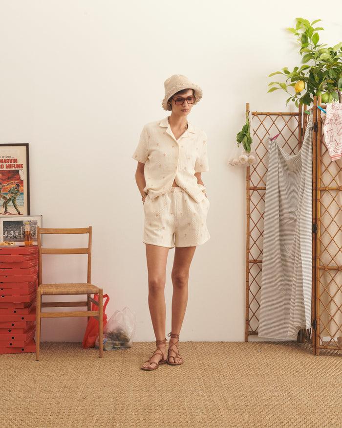 Maison Labiche Le Short Vermenouze En Gaze De Coton "palmiers"