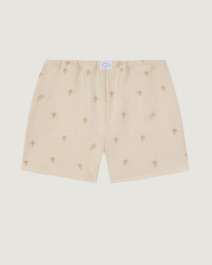 maison labiche Le Short Vermenouze en gaze de coton "palmiers"