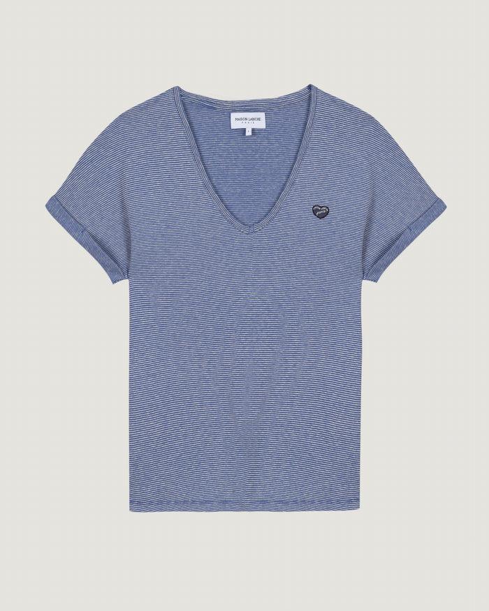 maison labiche Le Tee-shirt Chateau En Lin "patch coeur"