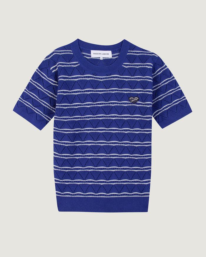 maison labiche Le Tee-shirt Tricoté Gravillie "patch coeur"