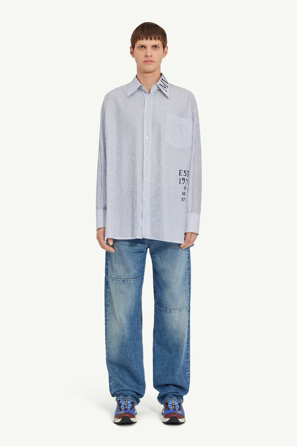 maison margiela Chemise asymétrique à rayures en popeline de coton
