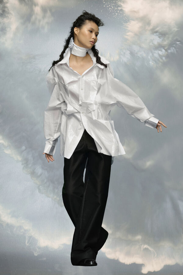 Maison Margiela Chemise En Popeline De Coton Brillante