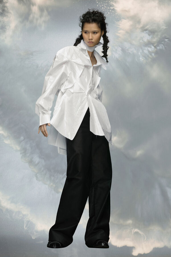 Maison Margiela Chemise En Popeline De Coton Brillante