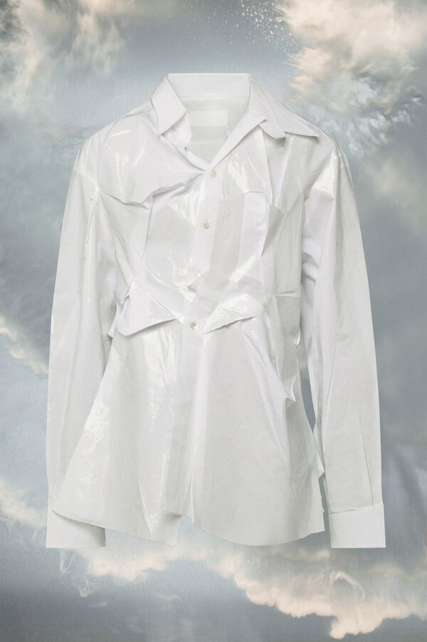 maison margiela Chemise en popeline de coton brillante