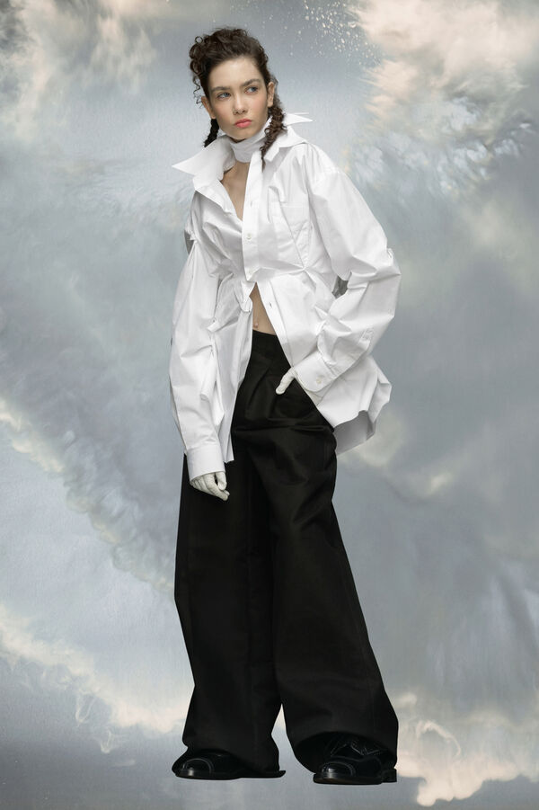 Maison Margiela Chemise En Popeline De Coton Brut