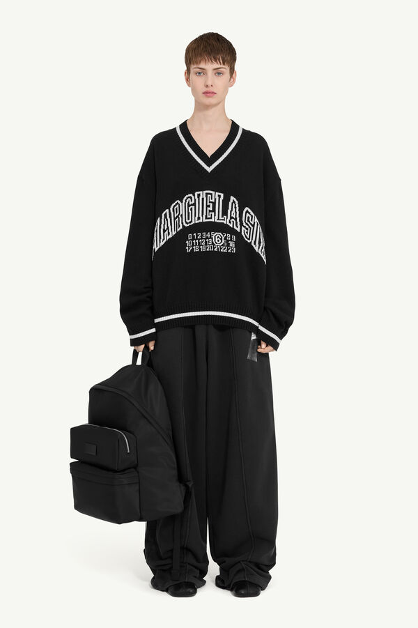 maison margiela Pull col en V Varsity
