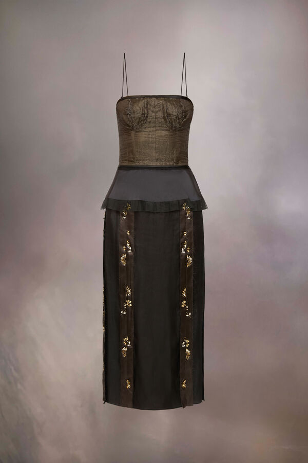 maison margiela Robe en soie Décortiqué