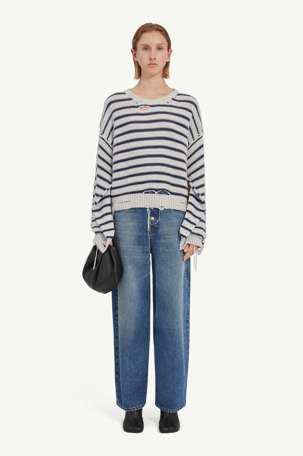 maison margiela Pull en maille à col rond et rayures