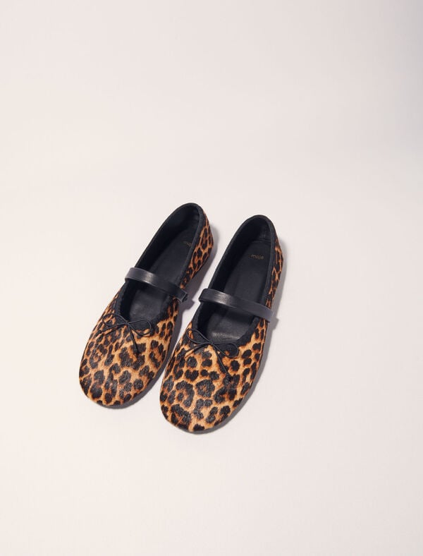 Maje Ballerine En Cuir Effet Léopard Imprime Leopard