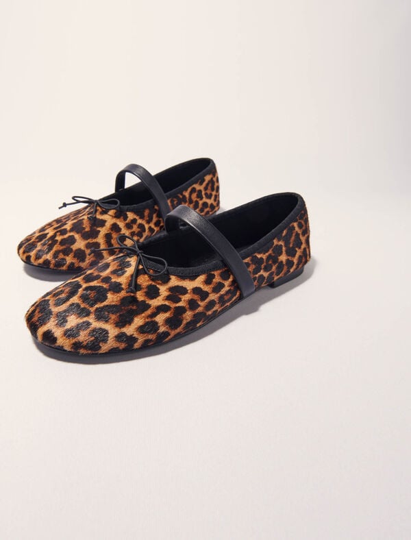 Maje Ballerine En Cuir Effet Léopard Imprime Leopard