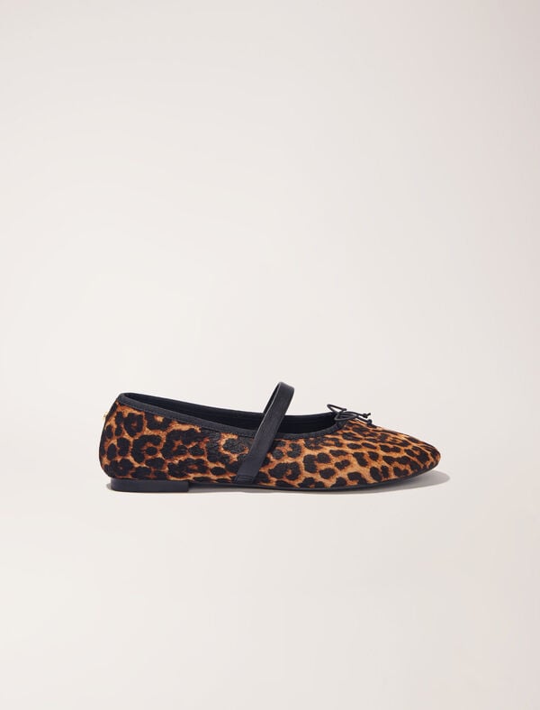 maje Ballerine en cuir effet léopard Imprime leopard