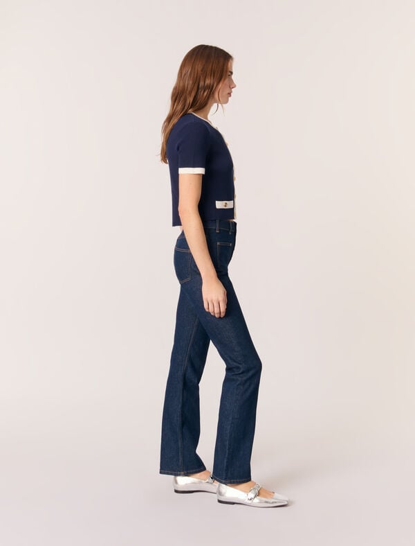 Maje Cardigan Court à Détails Contrastés Marine / Ecru