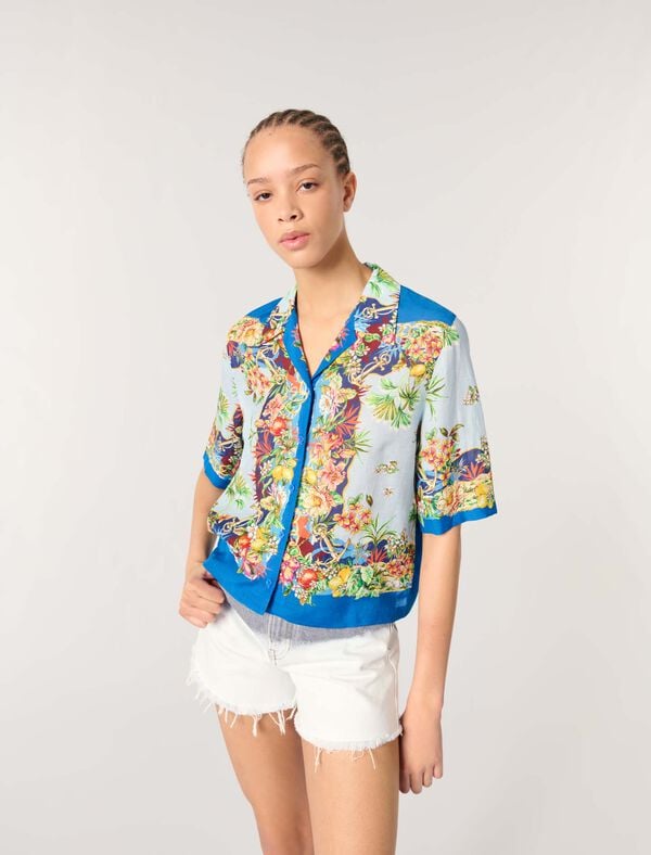 Maje Chemise Courte Imprimée Imprime Floral Multicouleur
