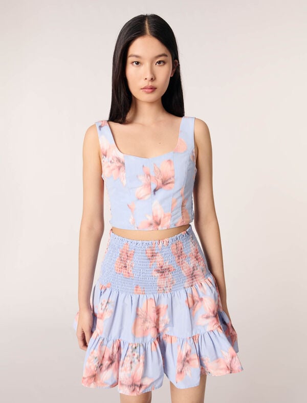 Maje Jupe évasée En Taffetas Imprimé Imprime Fleur Orange