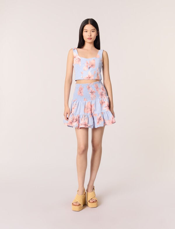 maje Jupe évasée en taffetas imprimé Imprime fleur orange