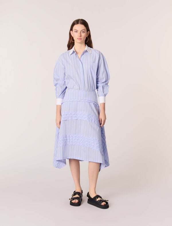 maje Jupe longue en coton à rayures Rayures Bleu Clair