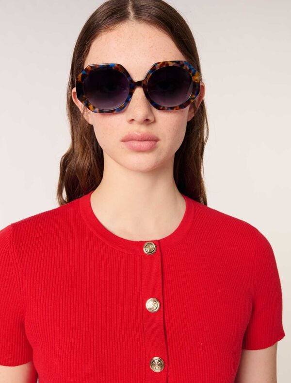 Maje Lunettes Rondes En Acétate écaille MARINE/MARRON