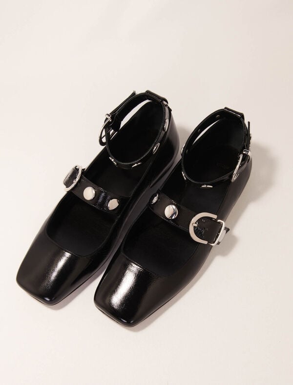 Maje Babies En Cuir Et Studs Noir