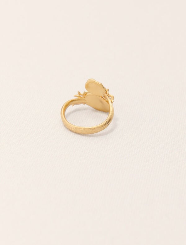 Maje Bague Double Ananas à Strass Or