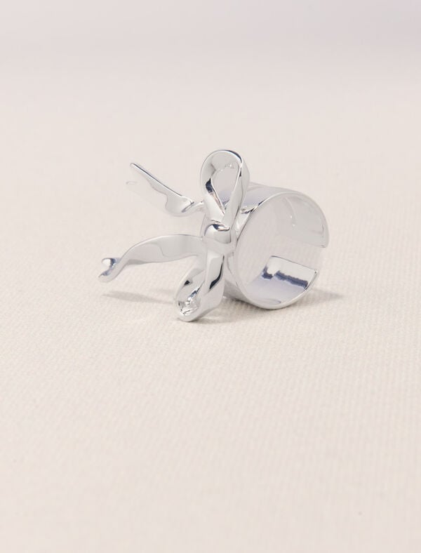 Maje Bague Ouverte Nœud Argentée Argent