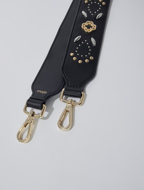 Maje Bandoulière En Cuir à Studs Noir