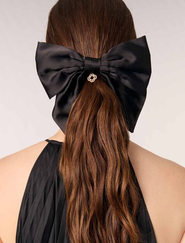 Maje Barette Nœud En Satin Noir